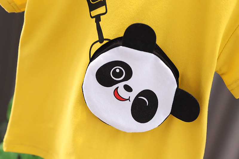 Boys' Summer Cartoon Bag Short-sleeved Two-piece Set Baby