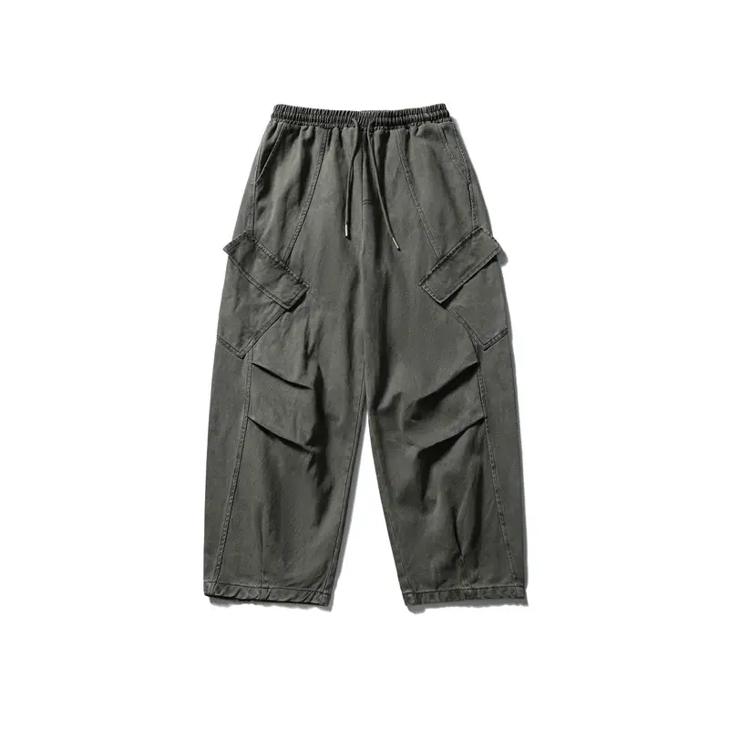 Japanese Trendy Retro Simple Solid Color Casual Loose Overalls