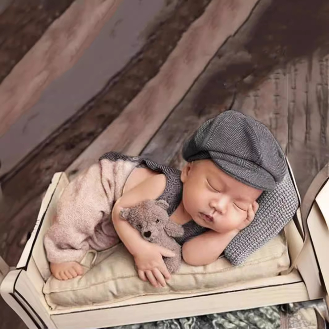 Newborn Photography Clothing Props Children's Hat Overalls Set