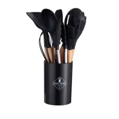 Food Grade Silicone Shovel With Wooden Handle - Black - View 1
