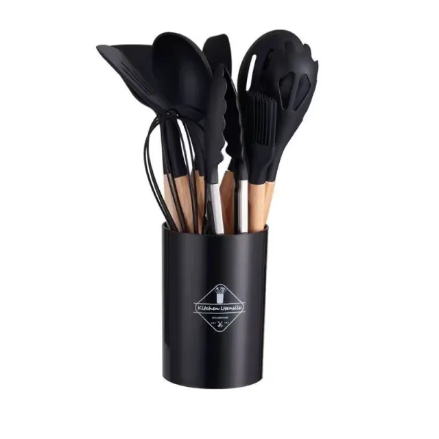 Food Grade Silicone Shovel With Wooden Handle Black - Shop at LoveMi