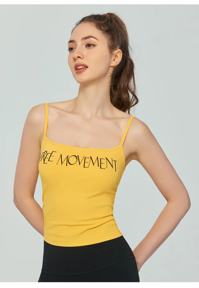 Women's One piece Chest Pad Thin Solid Color Workout Top Vest California Yellow - Shop at LoveMi