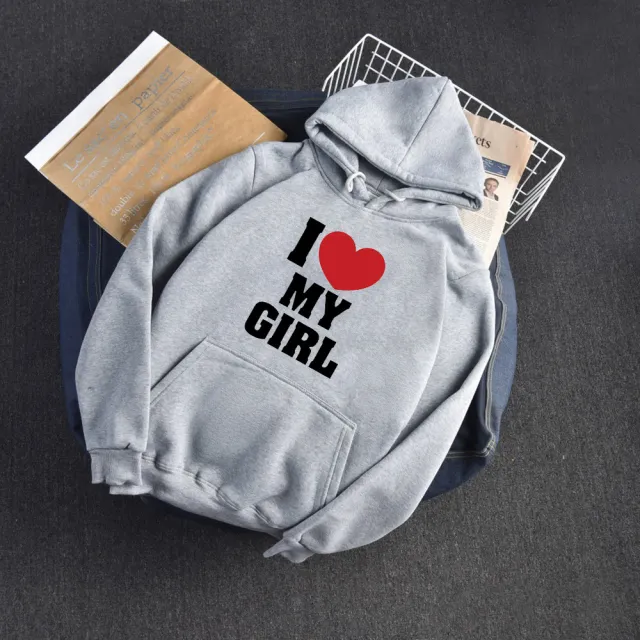 Love Letter Print Long Sleeve Hooded Hoodie Gray - Shop at LoveMi