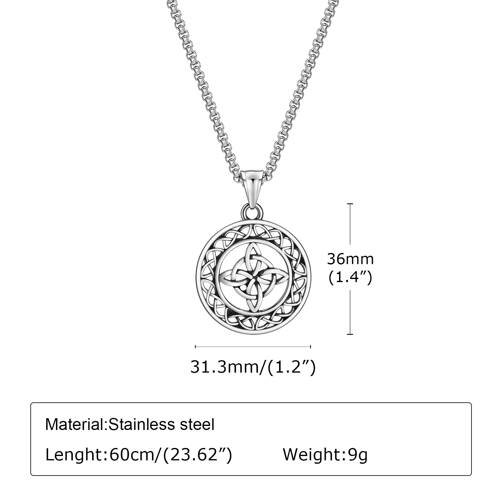 European And American Accessories Stainless Steel Celtic Pendant Necklace