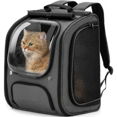 Portable Aviation Pet Fashion Backpack Cat Bag - Grey - View 1