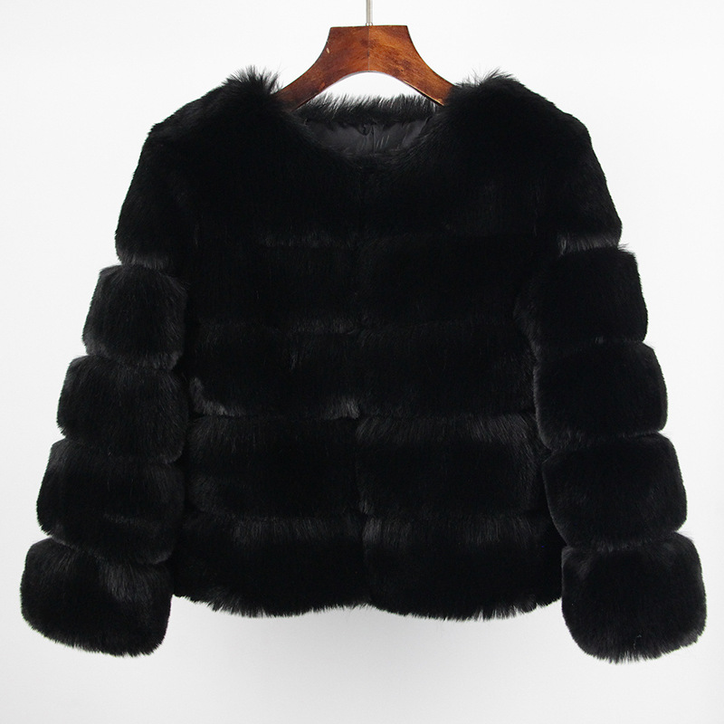 Women's Fox Faux Fur Coat Black - Shop at LoveMi