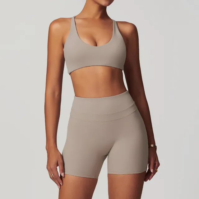 European And American Brushed Tight Back Yoga Bra Linen S - Shop at LoveMi