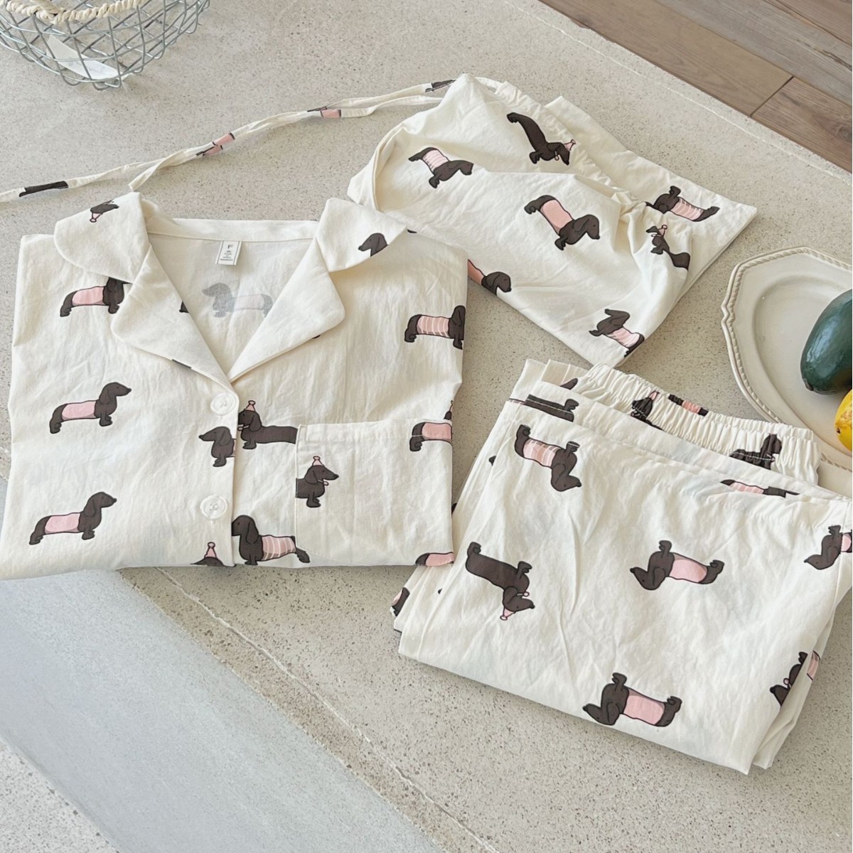 Printed Cartoon Cotton Women's Spring And Autumn Simplicity Can Be Worn Outside Loungewear Suit