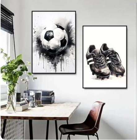 Title 4, Graffiti Soccer Shoes Canvas Home Decoration Pa...