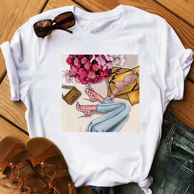 Women's High Heels Pattern Cute Loose Top T shirt 5323 - Shop at LoveMi