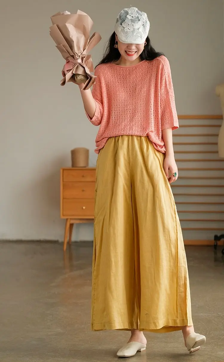 Title 20, High-quality Leisure Hemp Hemp Wide Leg Pants F...