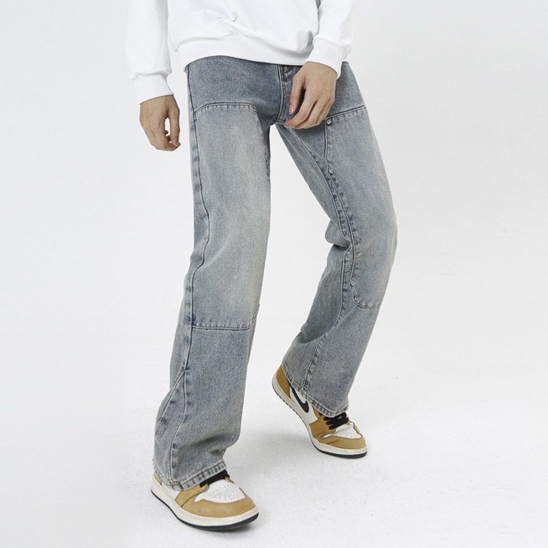 Retro Washed Old Design Sense Slightly Flared Jeans