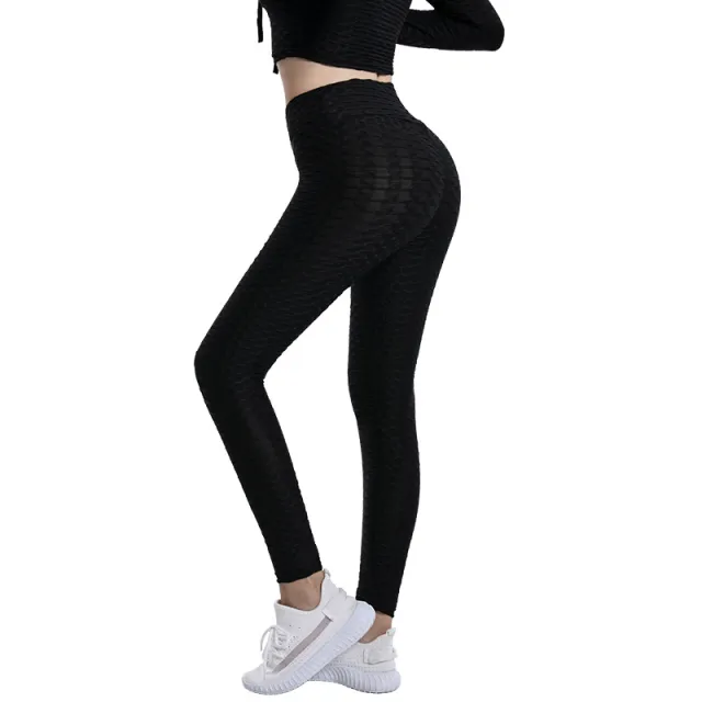 Jacquard High Elastic Sports Gym Pants Women's Fitness Black - Shop at LoveMi