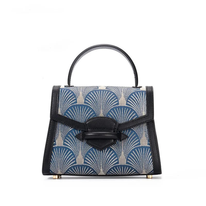 Women's Embroidered Leather Handbag With Style - Black