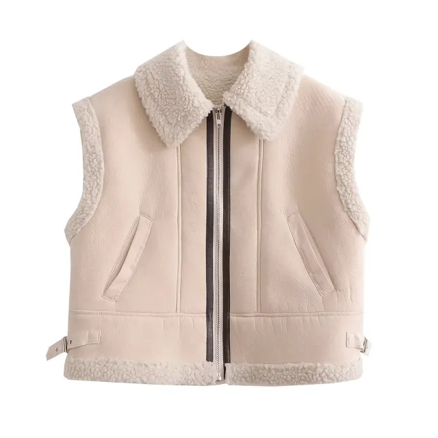 Street Fashion 3 Color Fur Vest Coat 9605 Creamy White - Shop at LoveMi