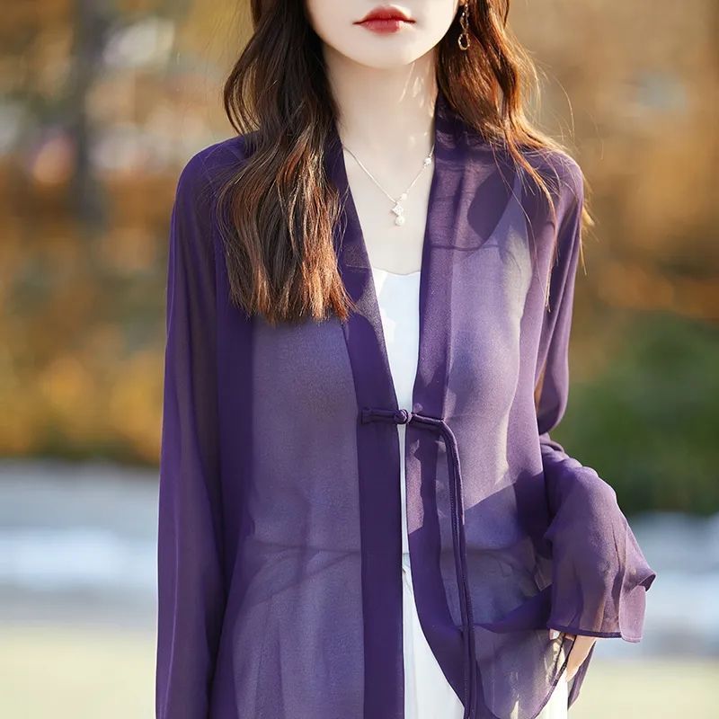 Chinese-style Sun-protective Solid-color Panel-button Flutter Sleeves 6