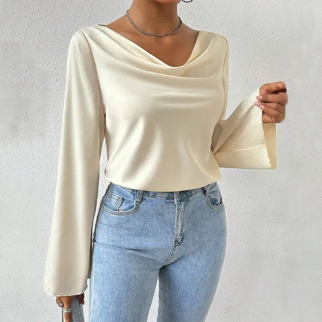 Ladies' Mature And Intellectual Style T shirt Elegant And Aloof Long sleeved Top For Autumn And Winter Apricot - Shop at LoveMi