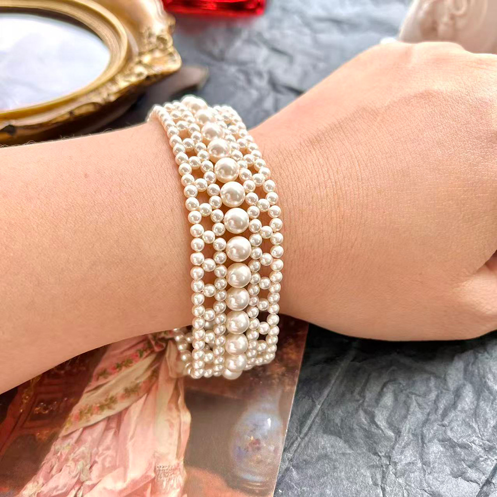 Imitation Pearl Necklace and Bracelet Set