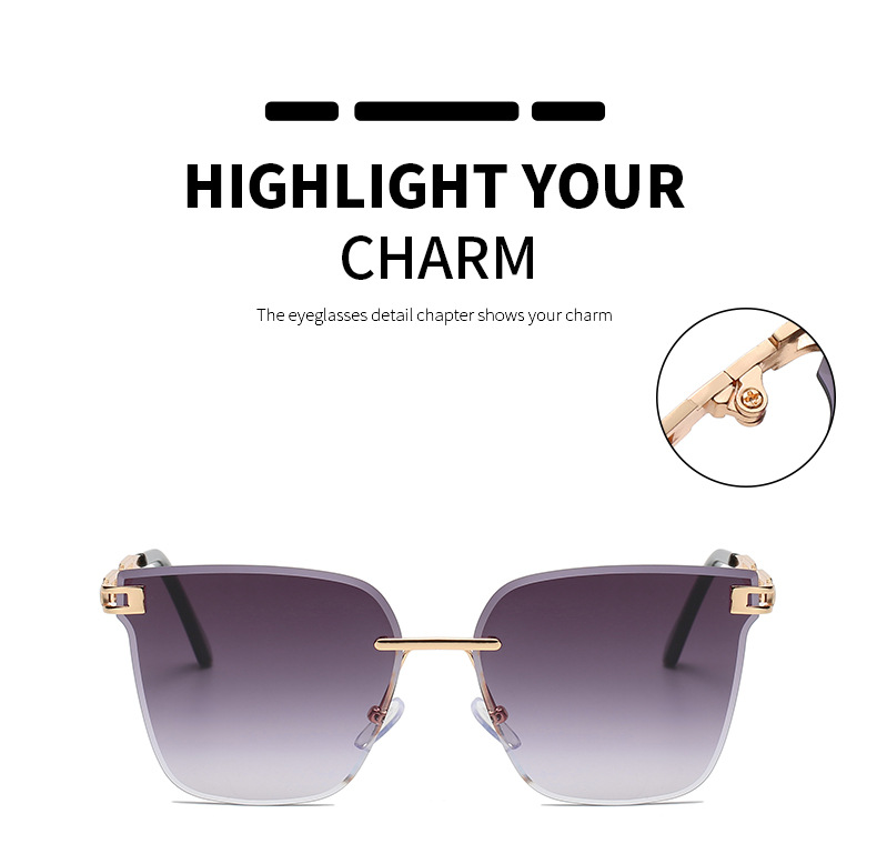 Frameless Trimming Sunglasses Metal Hollow Gradient Color Sunglasses - Image 12