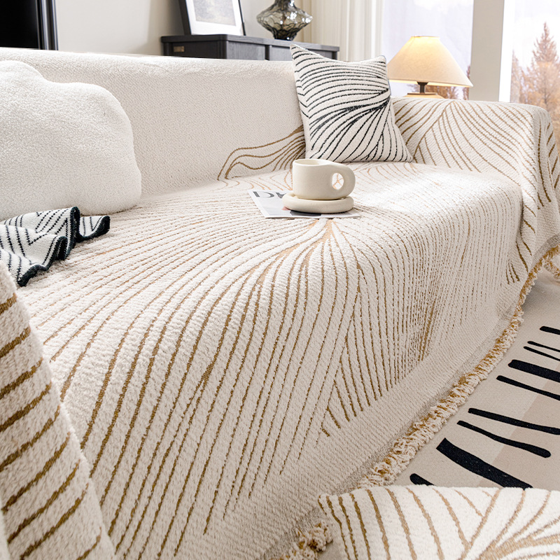 New Sofa Cover Autumn and Winter Sofa Cushion Anti-Cat Claw Sofa Seat Cushion Furry Yarn Thickened Sofa Blanket Sofa Towel