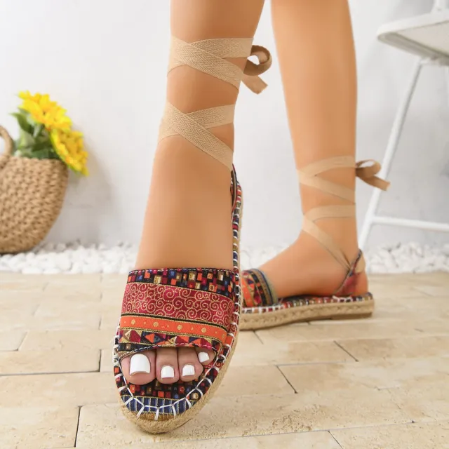 Womens Fashion Plus Size Strap Flat Sandals Red-35 - Shop at LoveMi