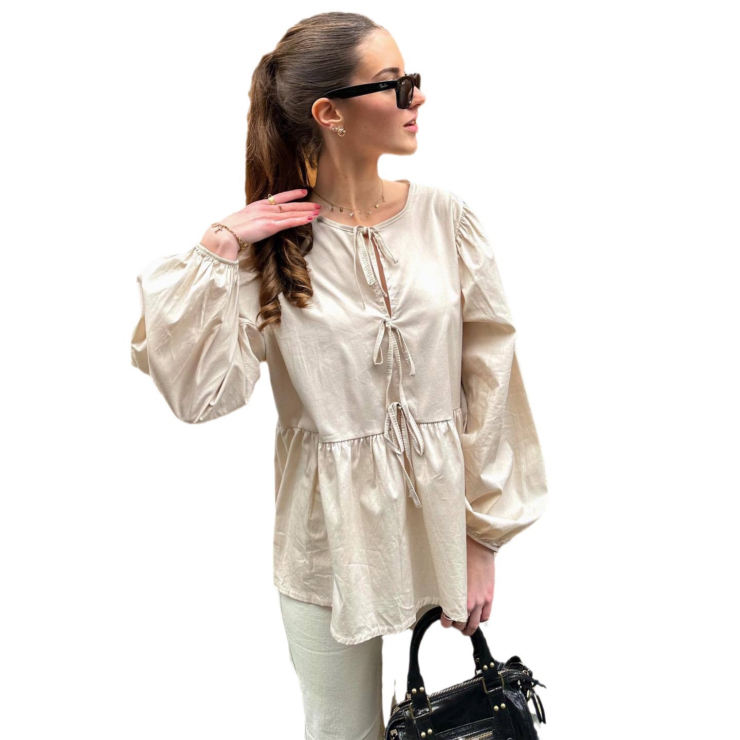 Fashion Striped Stitching Shirt Top For Women