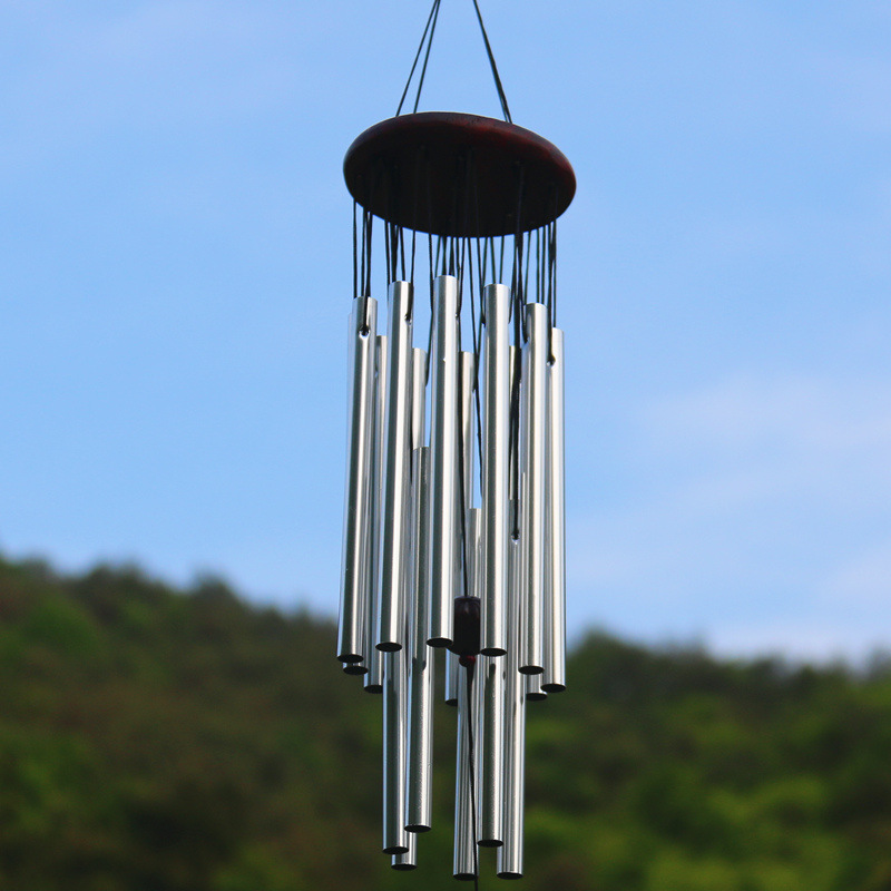 Title 11, Large Solid Wood Bronze Wind Chimes Metal Multi...