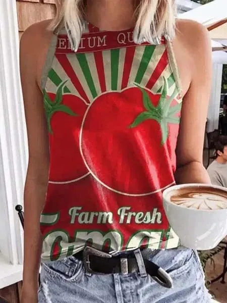 Fashion Round Neck Slim Fit Vest Tomato S - Shop at LoveMi