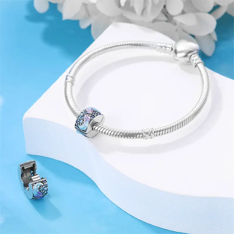 Silver-plated Colorful Zircon Accent Bead DIY Bracelet