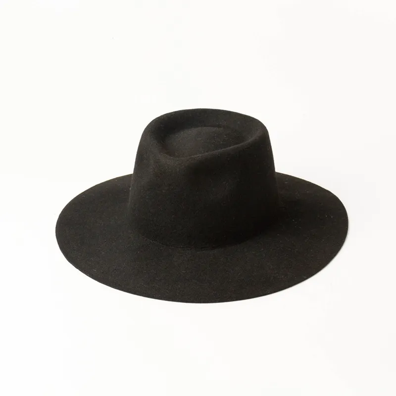 New Delicate Woolen Jazz Top Hat Casual Fashion Felt - Black