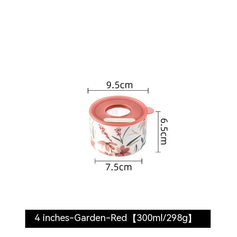 Portable With Cover Ceramic Bowl Microwave Oven Dedicated For Heating Bento Box Refrigerator Sealed Crisper