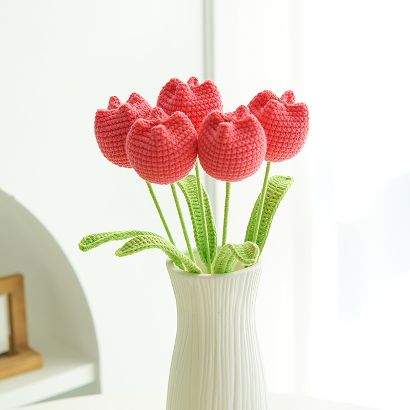 Hand-knitted Finished Yarn Bouquet Of Knitted Artificial Flowers 44