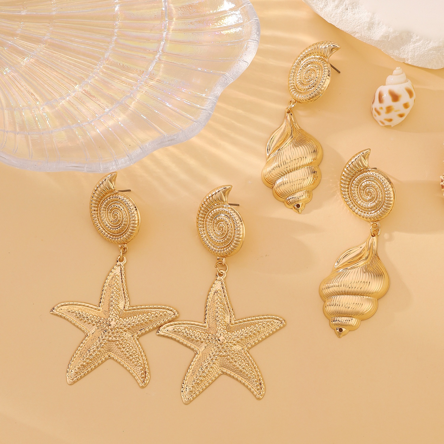 High-grade Vintage Graceful And Fashionable Jewelry Shell Conch Starfish Earrings