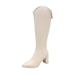 Fashion Personality Pointed Toe Long Boots Women - Beige - View 1