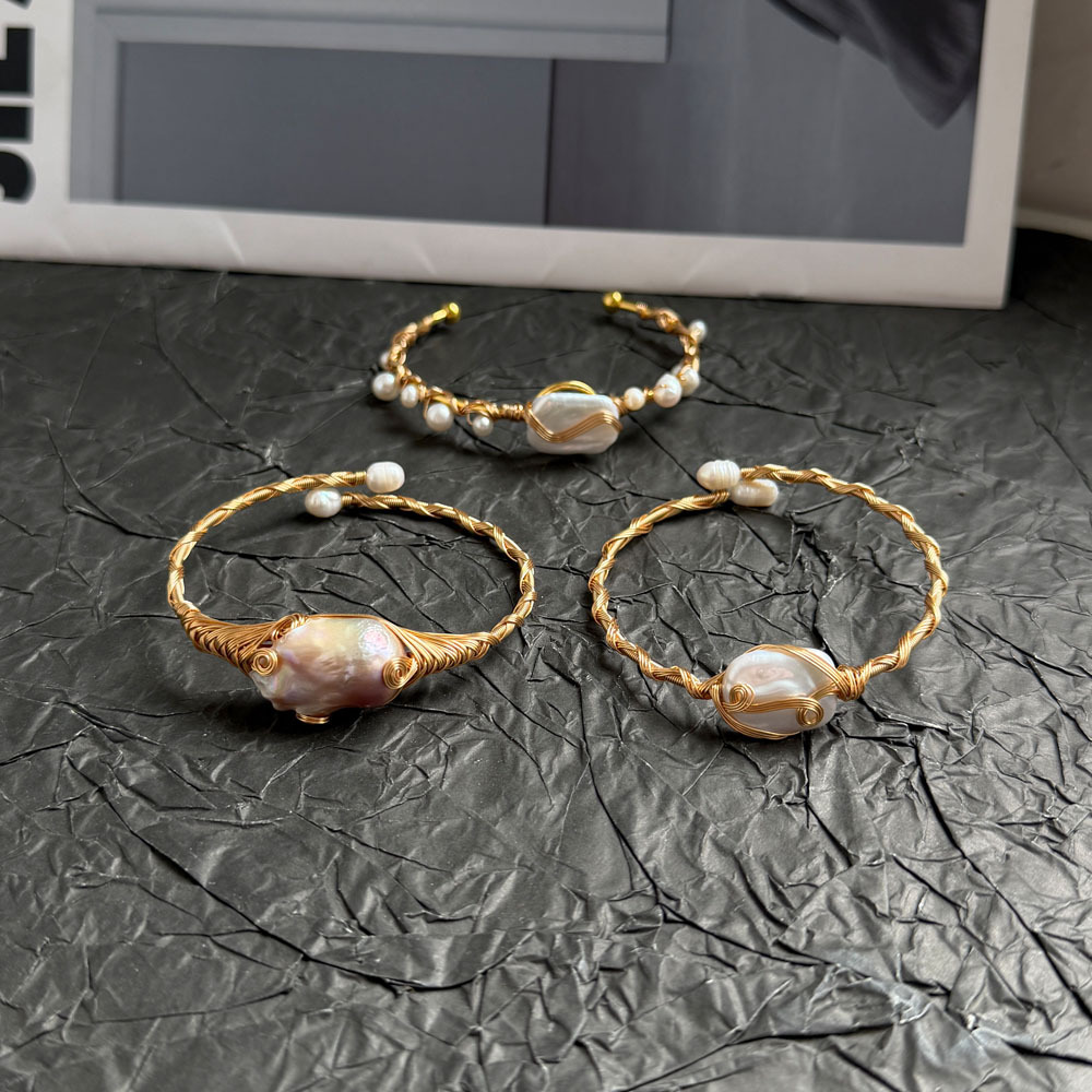 Retro Geometric Irregular Baroque Pearl Bracelet