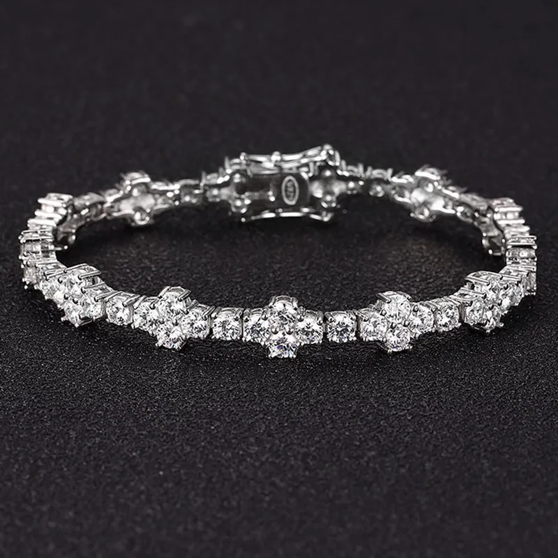 Simple And Light Luxury Temperament 3mm Moissanite Cross Bracelet Women's Sterling Silver - Zircon Style