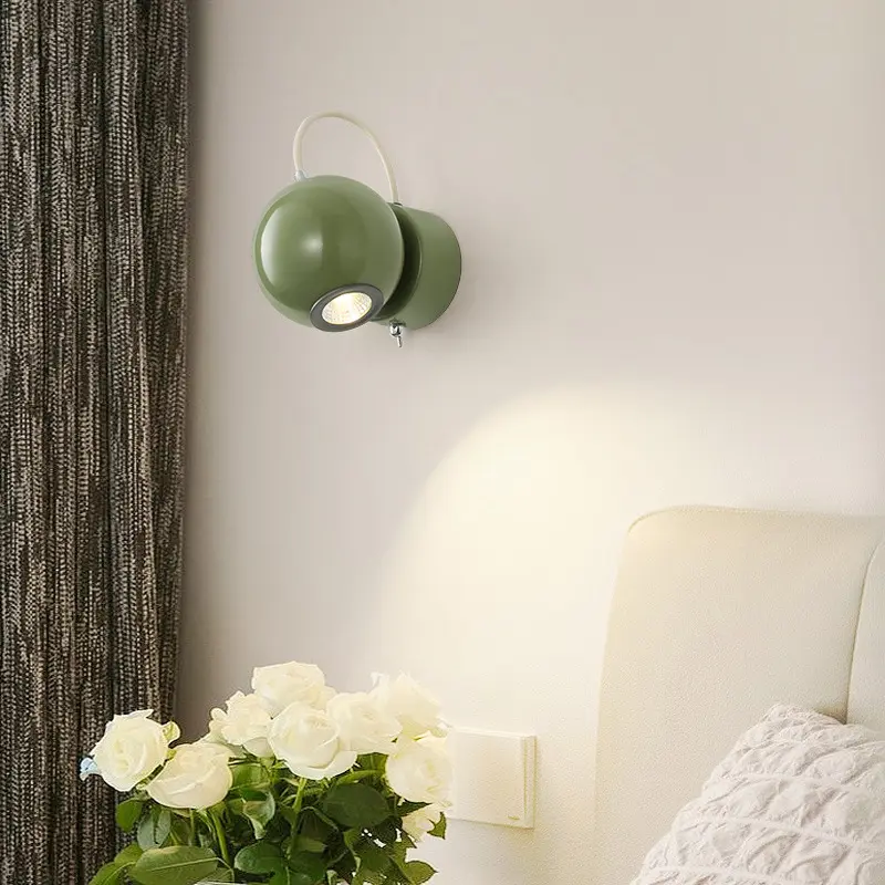 Cream Style Bedroom Wall Lamp Bedside Magnetic