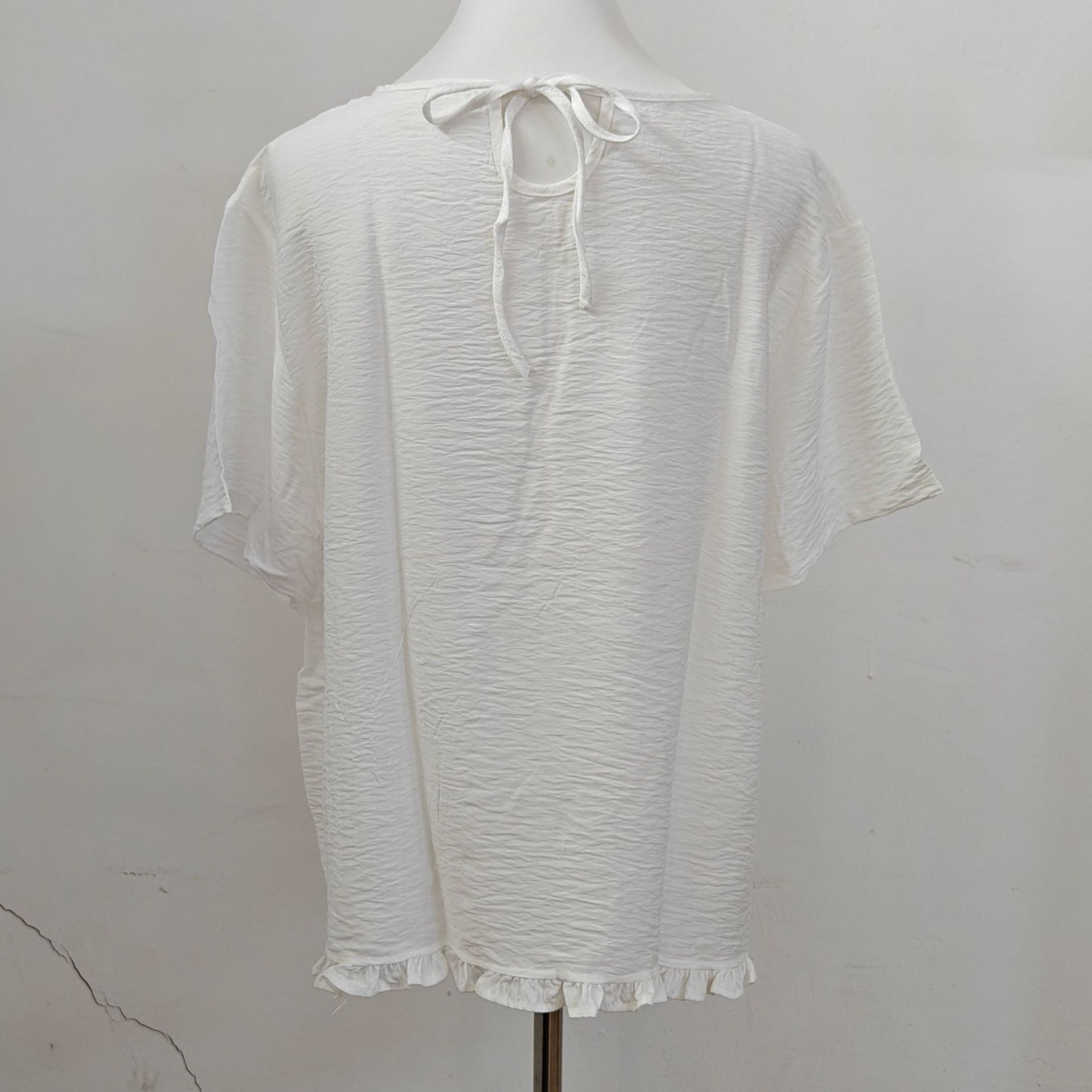Retro Patchwork Cotton Short-Sleeve Shirt with Hollow-Back