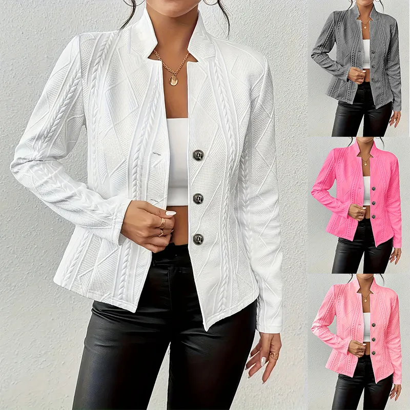 Women's Blazer Jacket Suit Coat Single-breasted Stand