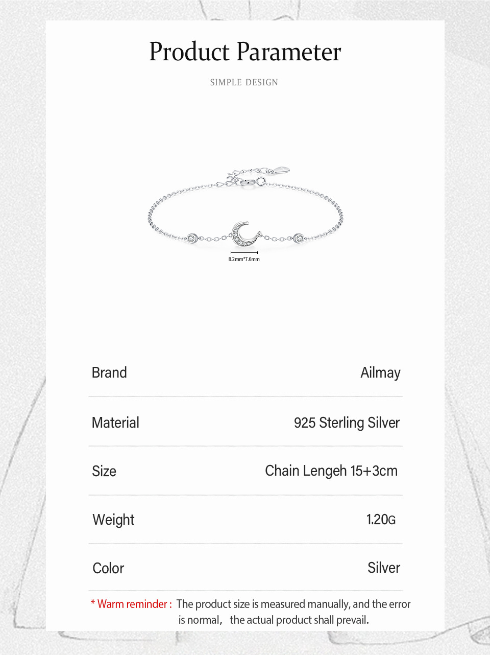 S925 Silver Moon Diamond Bracelet Special-interest Design Ornament