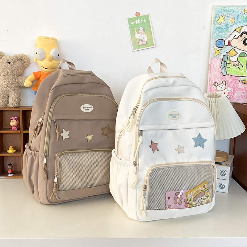 Cute Soft-girl Transparent Pain Bag With Large Capacity Two-shoulder Backpack
