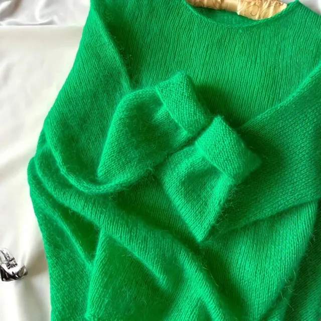 Crew Neck Casual Knitwear Sweater For Women Green - Shop at LoveMi