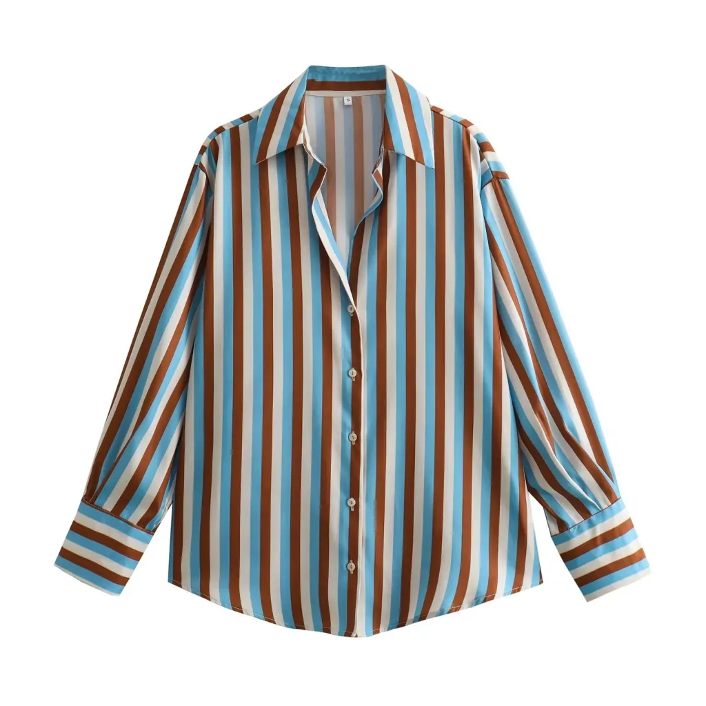 All-match Silk Satin Texture Draping Long-sleeved Shirt For Women - Three Color Red