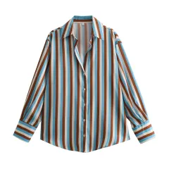 All-match Silk Satin Texture Draping Long-sleeved Shirt For Women - Three Color Red - View 1