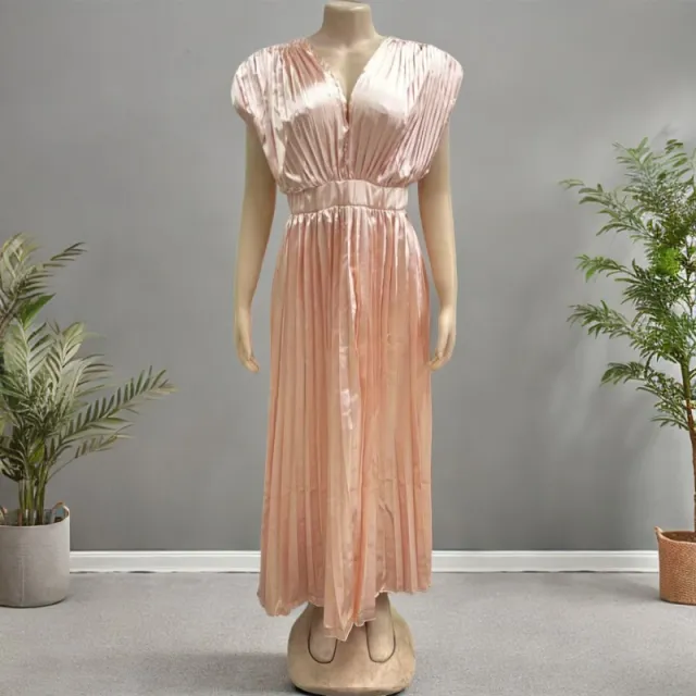 V neck Satin Dress Champagne L - Shop at LoveMi
