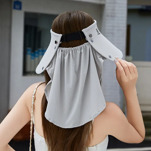 Ice Silk Shawl UV Protection Sun Hat Gray - Shop at LoveMi
