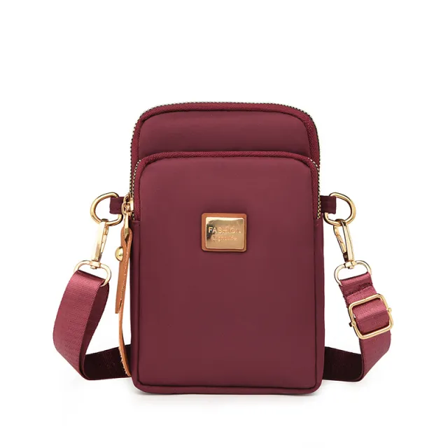 Mobile Phone Bag Vertical Three layer Shoulder Bag Waterproof Waist Bag Red - Shop at LoveMi