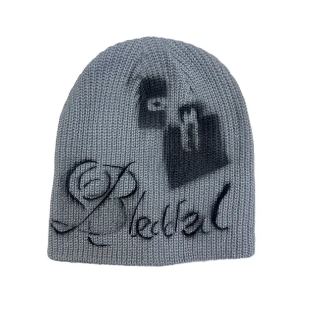 Street Style Letters Pile Heap Cap Beanie Hat Female Autumn And Winter Street B Gray - Shop at LoveMi