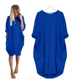 Christmas Pattern Printed Sweater Dress Round Neck Spring And Autumn Dress - Sapphire Blue - View 1