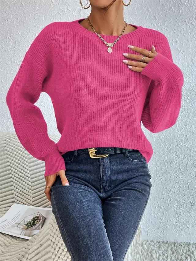Autumn And Winter New Short Sweater Rose Red - Shop at LoveMi